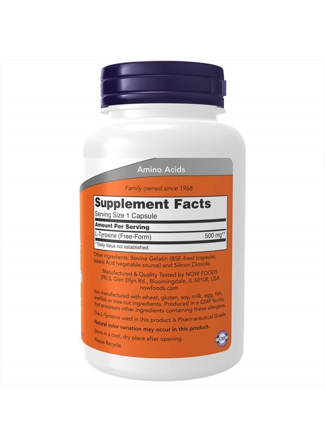 now Supplements, L-Tyrosine 500 mg, Supports Mental Alertness*, Neurotransmitter Support*, 120 Capsules - Image 2