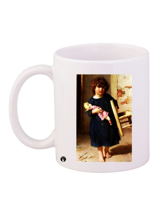 RKN Girl Printed Coffee Mug White/Beige/Blue 11ounce - Image 1