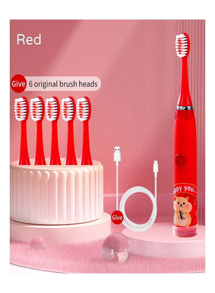 keke Fun & Gentle Children's Electric Toothbrush Pediatric Dentist-Approved for Kids Oral Care Red Color - Image 1