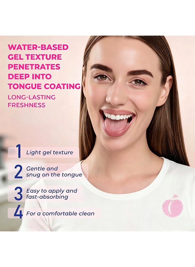 Feimuko 2-In-1 Tongue Cleaning Gel & Brush Kit, Peach Flavor Oral Care Set with Plant Extract Formula for Fresh Breath & Deep Tongue Cleaning 50G - Image 3