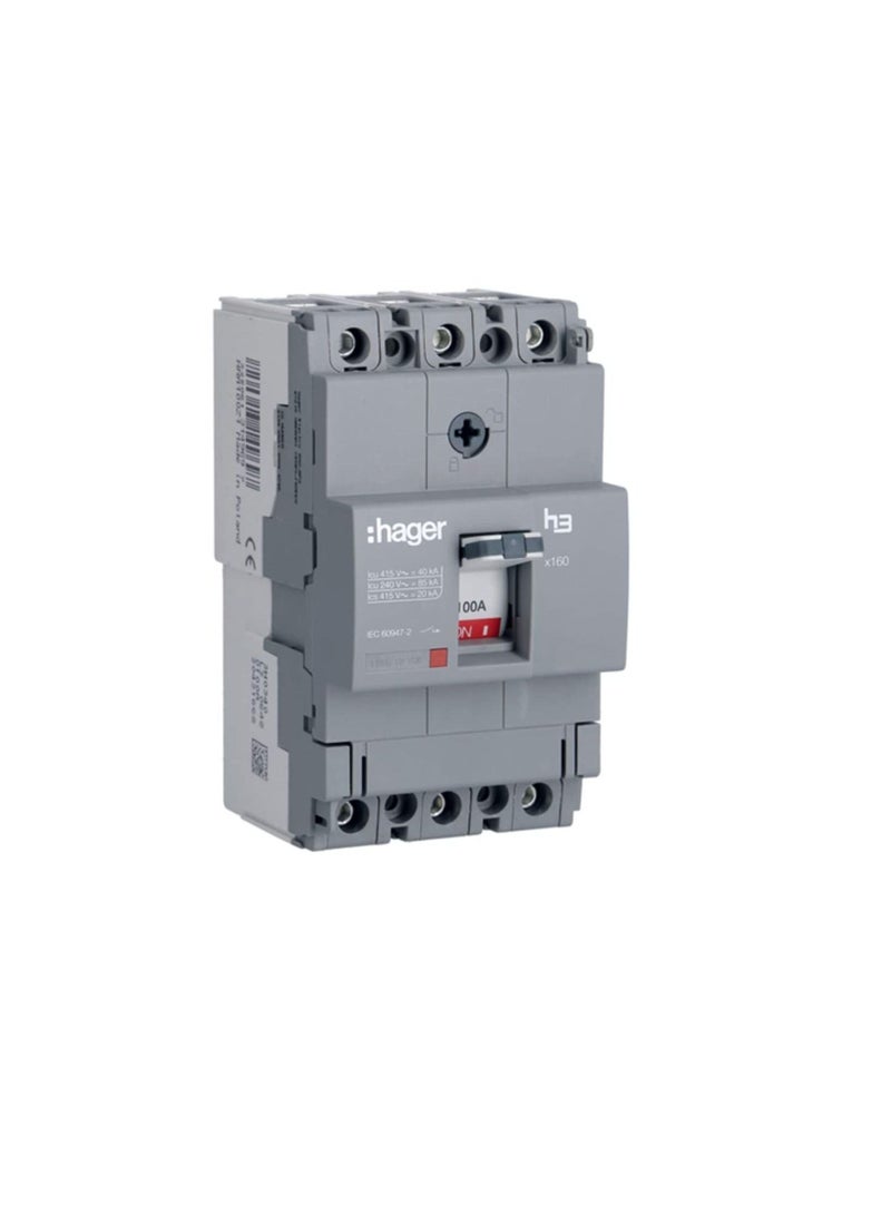 Hager Moulded Case Circuit Breaker 160A TP MCCB 40KA HNA160Z x160 H3  - Image 1