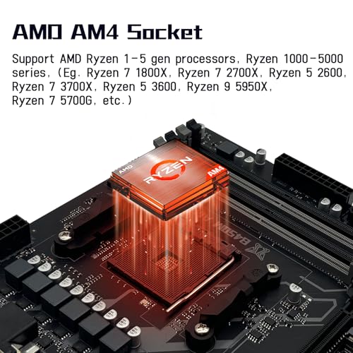MACHINIST B450 AM4-K Motherboard for AMD Ryzen 1-5th gen Processors (DDR4 Max 128GB, NVME M.2, PCIe 3.0, SATA 3.0, USB 3.0, DP VGA HDMI-Compatible, Gigabit LAN, M-ATX) - Image 2