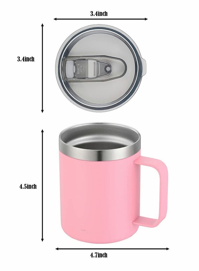Coffee Mug, 12 Oz Stainless Steel Insulated Coffee Mug with Handle, Double Wall Vacuum Travel Mug, Tumbler Cup with Sliding Lid, for Hot and Cold Drinks Tea (Pink)  - Image 4