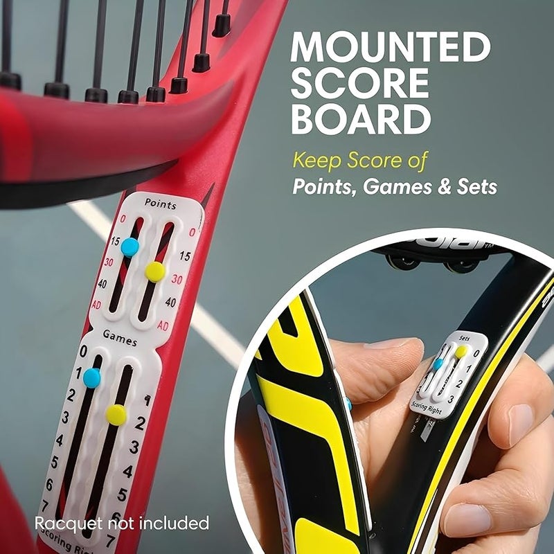 Scoring Right Portable Tennis Racket and Padel Scorekeeper, Easily Mounted Small Score Board to Keep Score of Points, Games, and Sets, ITF Conforming and Lightweight Mini Score Keeper, 1.9g, White - Image 2