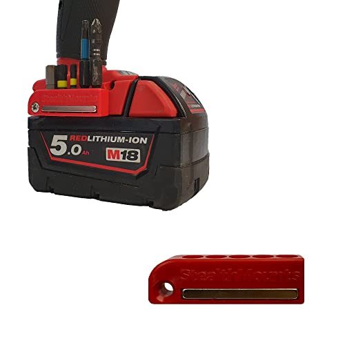 StealthMounts Magnetic Bit Holder for Milwaukee M18 (1 Pack) - Red | Made in UK - Image 3