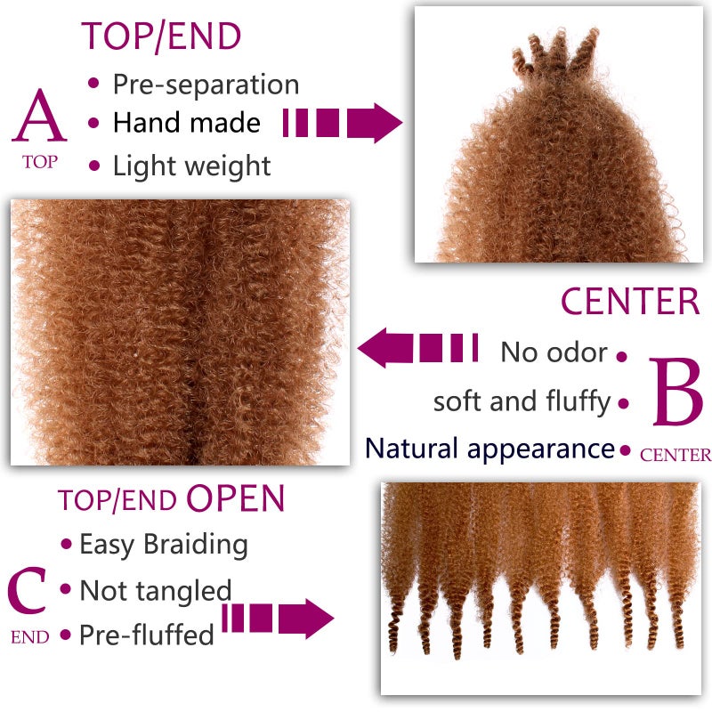 ZRQ 24 Inch Pre-Fluffed Springy Afro Twist Hair For Distressed Butterfly Locs 8 Packs Honey Blond Marley Crochet Braiding Hair Synthetic Hair Extension For Black Women 8 Strands/Pack (27#) - Image 3