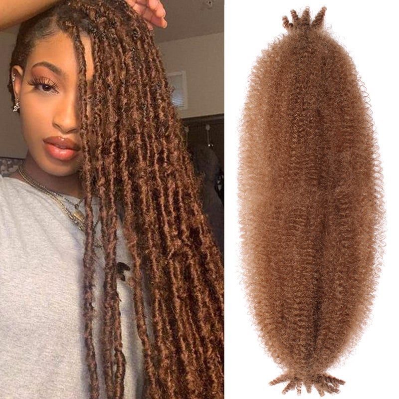 ZRQ 24 Inch Pre-Fluffed Springy Afro Twist Hair For Distressed Butterfly Locs 8 Packs Honey Blond Marley Crochet Braiding Hair Synthetic Hair Extension For Black Women 8 Strands/Pack (27#) - Image 1