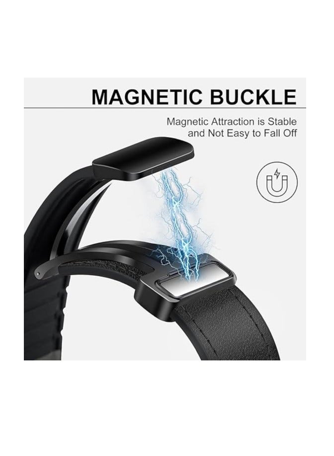 DUSALA Magnetic Leather Watch Band for Apple Watch Ultra 49mm/45mm/44mm/42mm  Magnetic Buckle Genuine Leather Strap for Apple Watch Series Black - Image 5