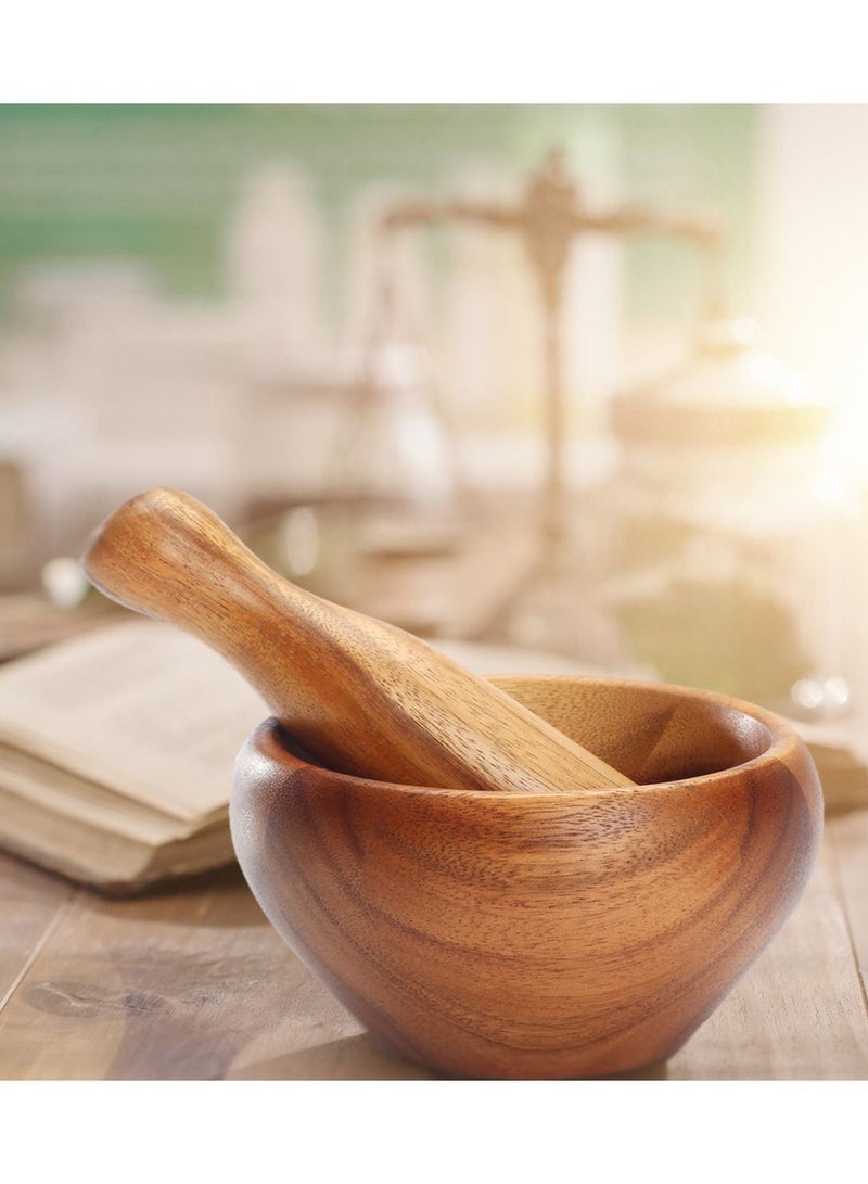 BILLI Wooden Mortar And Pestle Brown 15 x15 x 9.5centimeter - Image 1