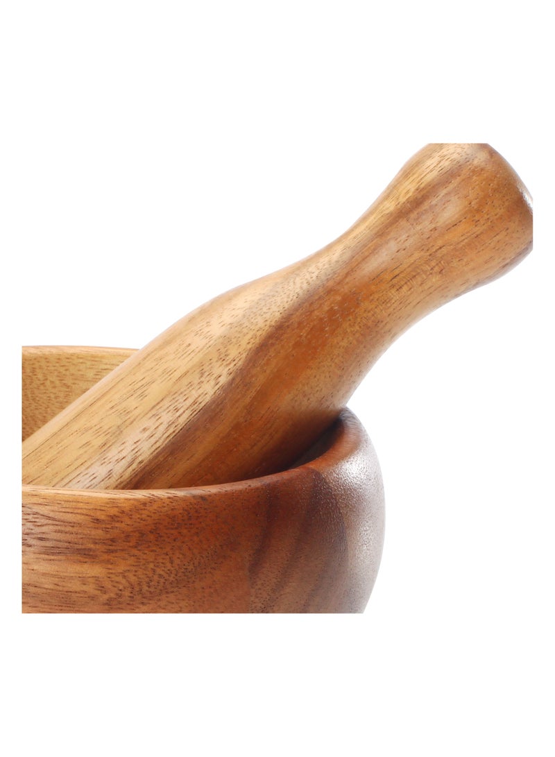 BILLI Wooden Mortar And Pestle Brown 15 x15 x 9.5centimeter - Image 3