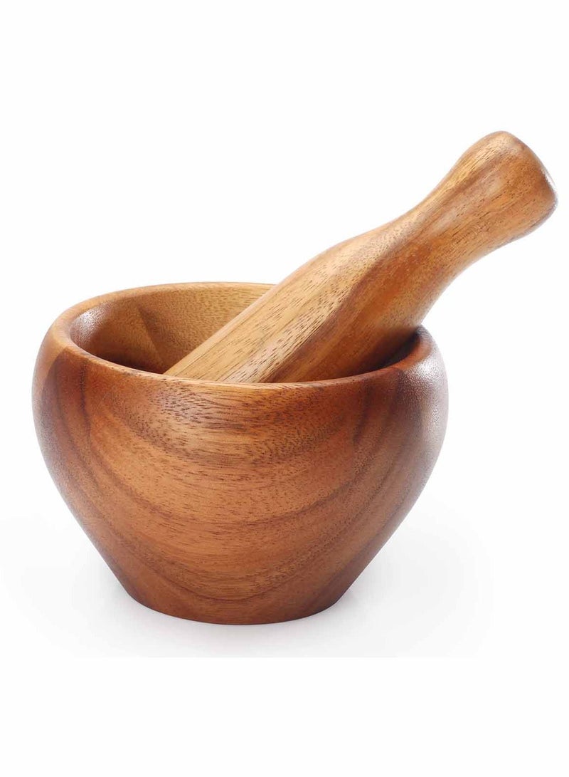 BILLI Wooden Mortar And Pestle Brown 15 x15 x 9.5centimeter - Image 2