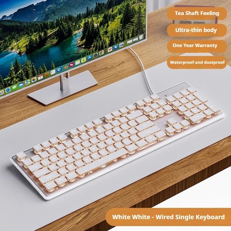 Eweadn V3 Wired Membrane Gaming Keyboard, 104 Keys Full Size, All-Metal Panel, for Gaming and Office, Desktop, Laptop - Image 1