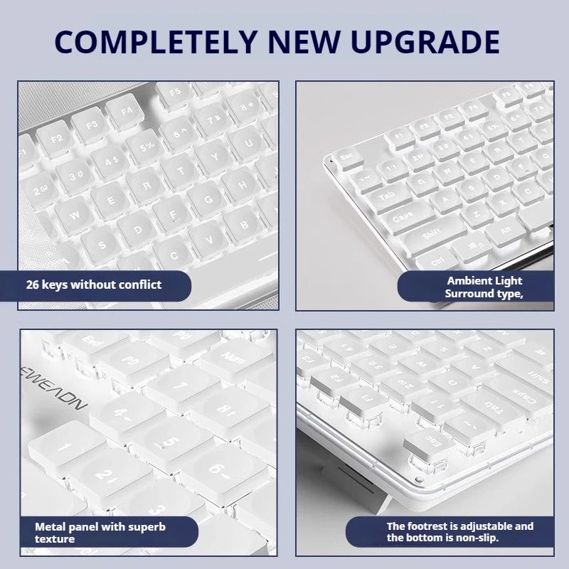Eweadn V3 Wired Membrane Gaming Keyboard, 104 Keys Full Size, All-Metal Panel, for Gaming and Office, Desktop, Laptop - Image 4
