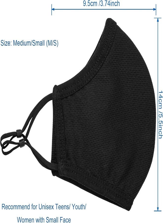 Yarehand Breathable 3-Ply Cloth Face Mask Reusable Adjustable Ear Loops, Washable Black Cotton Masks for Teens/Small Face Women (Pack of 4) (Black) - Image 3