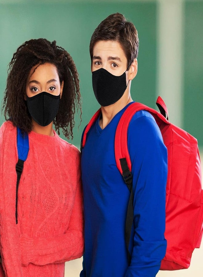 Yarehand Breathable 3-Ply Cloth Face Mask Reusable Adjustable Ear Loops, Washable Black Cotton Masks for Teens/Small Face Women (Pack of 4) (Black) - Image 5