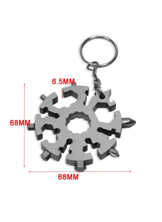 20 IN 1 Multi-Tool Snowflake Wrench Stainless Steel Snowflake Screwdriver Spanner with Keyring Keychain - Image 4