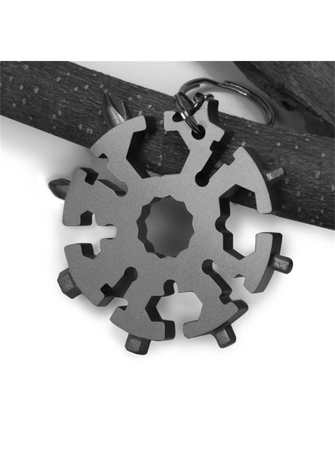 20 IN 1 Multi-Tool Snowflake Wrench Stainless Steel Snowflake Screwdriver Spanner with Keyring Keychain - Image 3