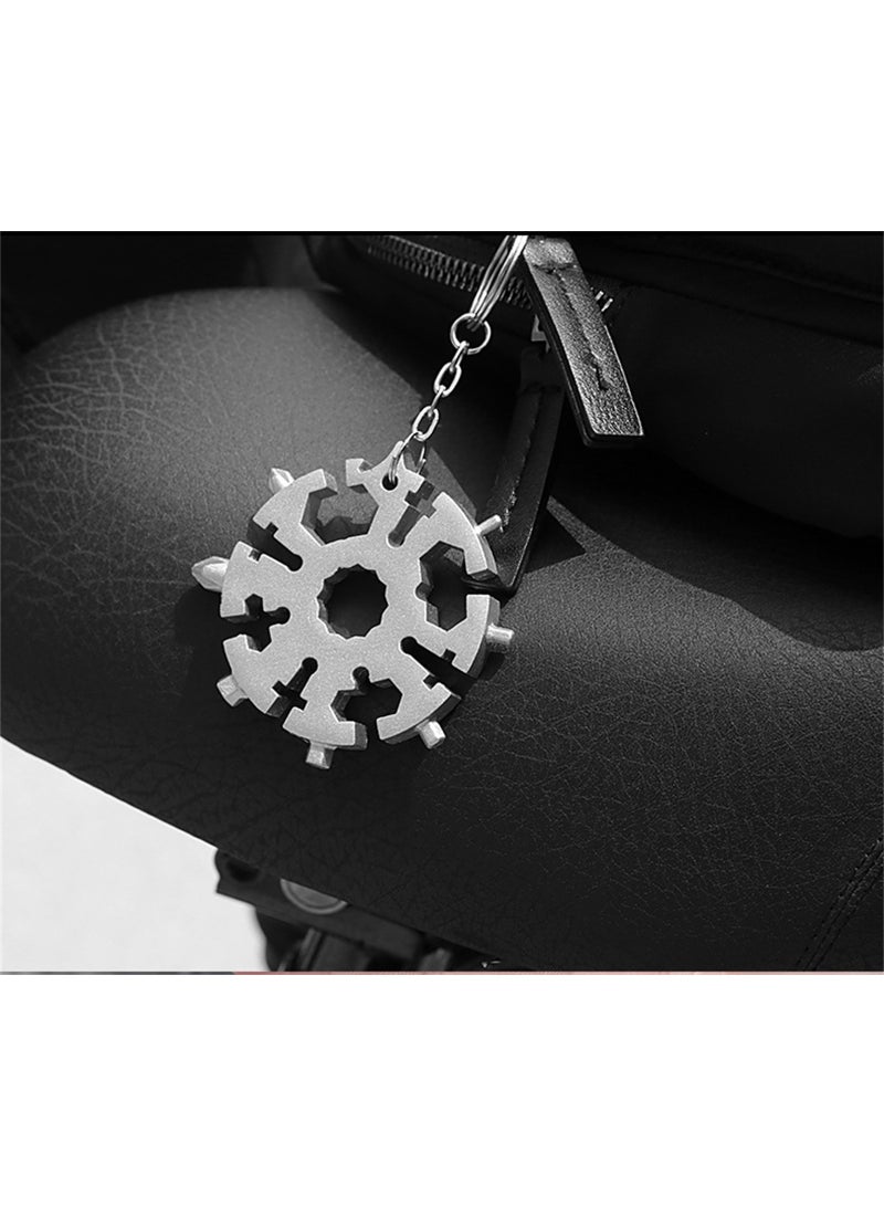 20 IN 1 Multi-Tool Snowflake Wrench Stainless Steel Snowflake Screwdriver Spanner with Keyring Keychain - Image 5