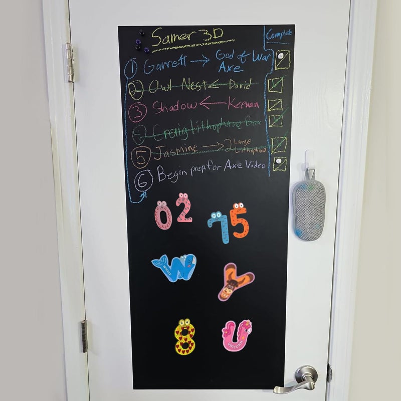 YOUNGJQ Magnetic Chalkboard Contact Paper for Wall 40" x 18" Self Adhesive Blackboard Wallpaper Peel and Stick Chalk Board Wall Decal Roll with Chalks for Kids Home Playroom Classroom - Image 2