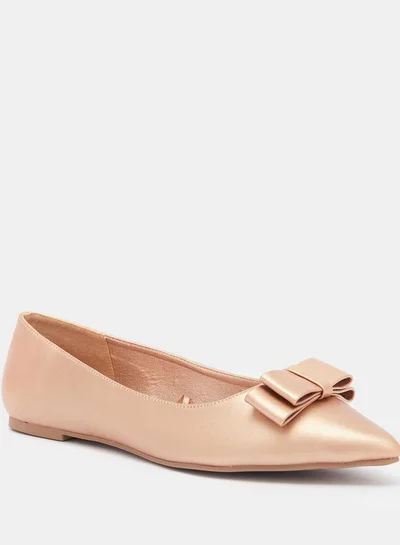 Celeste Women's Pointed Toe Slip-On Ballerina Shoes with Bow Accent