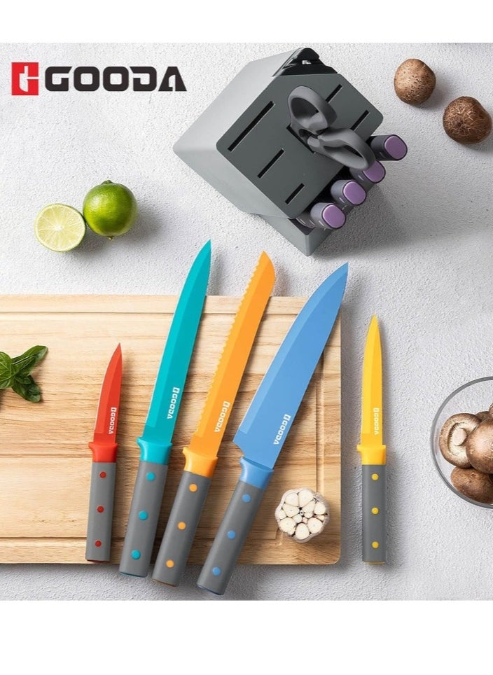GOODA - GOODA 11-Piece High Carbon Stainless Steel Knife Set With Built-In Sharpener - Image 1