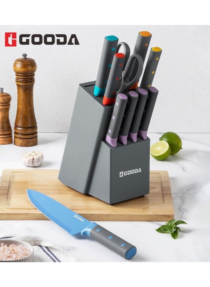 GOODA - GOODA 11-Piece High Carbon Stainless Steel Knife Set With Built-In Sharpener - Image 1
