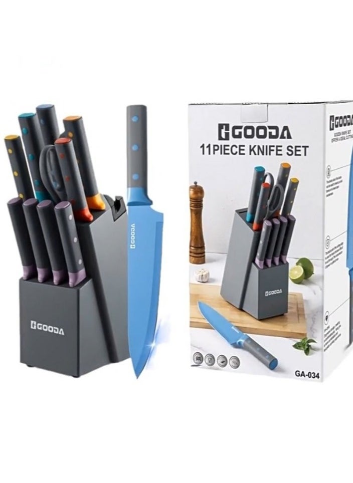 GOODA - GOODA 11-Piece High Carbon Stainless Steel Knife Set With Built-In Sharpener - Image 1