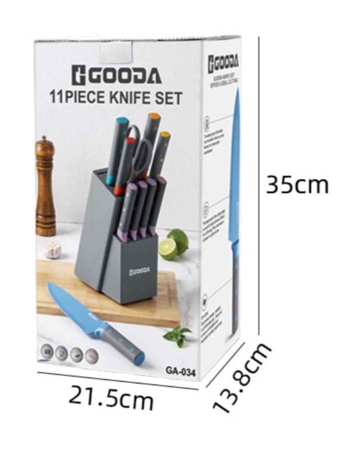 GOODA - GOODA 11-Piece High Carbon Stainless Steel Knife Set With Built-In Sharpener - Image 1