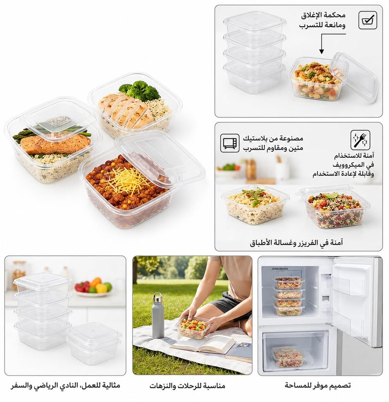 Disposable Meal Prep Containers, 1000ml Clear Leakproof Meal Prep Containers, Microwave, Freezer & Dishwasher Safe, Stackable (10) - Image 4