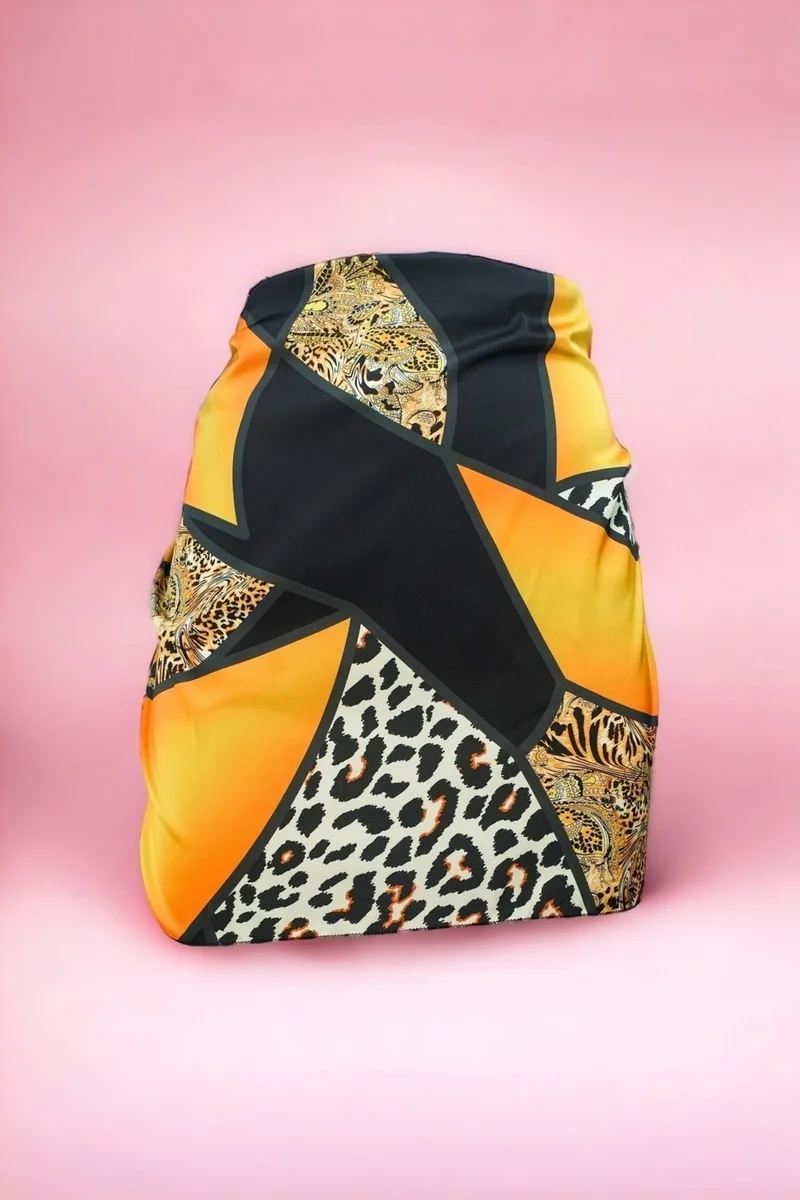 Pistore Black Yellow Leopard Patterned Short Pareo Satin Non-revealing Women's Beach Dress New Season