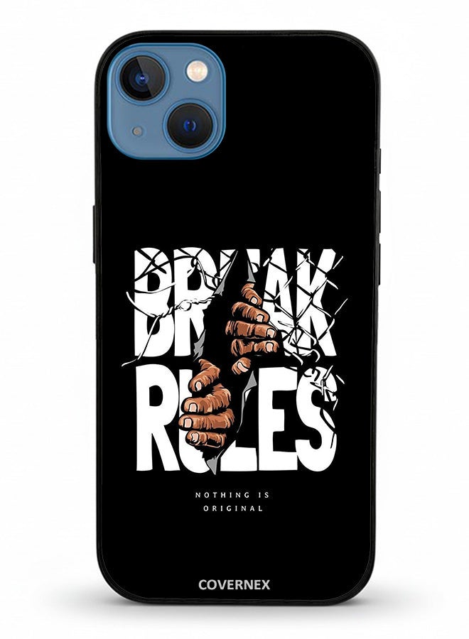 Covernex غطاء حماية آيفون 13 من أبل مزخرف بنص "كسر القواعد" المكسور - Image 2
