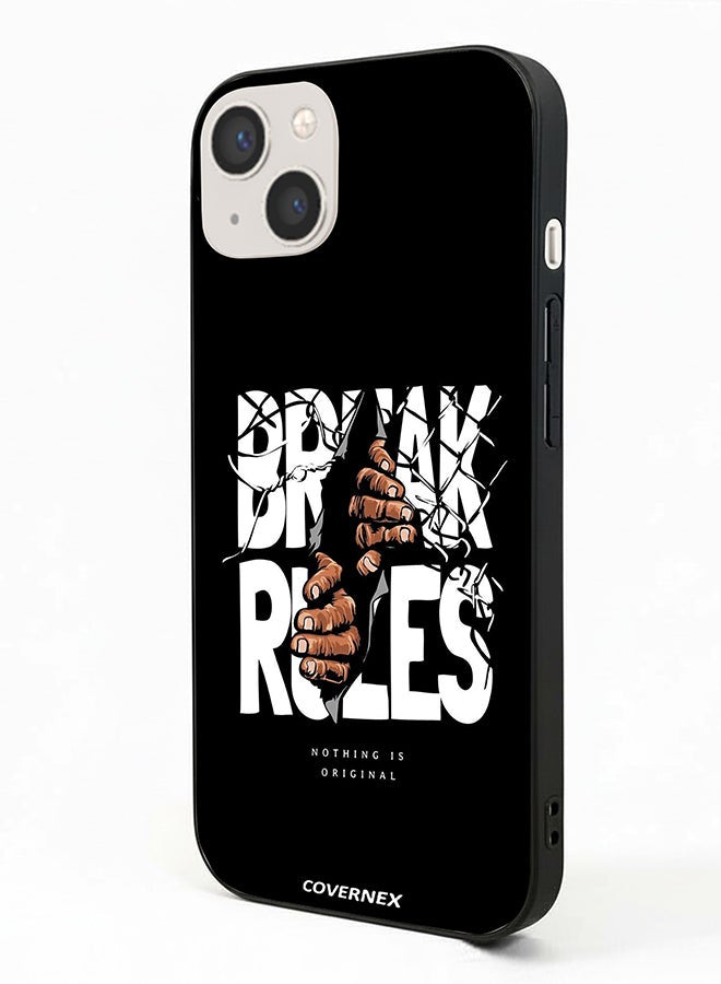 Covernex غطاء حماية آيفون 13 من أبل مزخرف بنص "كسر القواعد" المكسور - Image 1