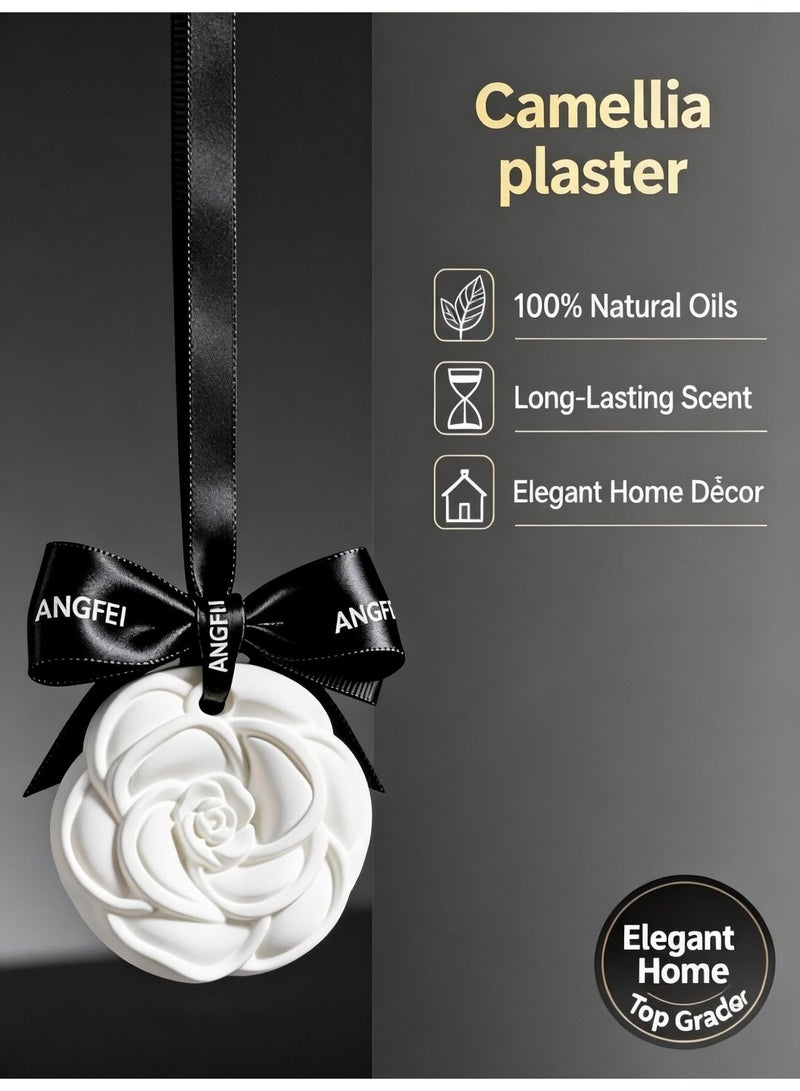 معطر هواء السيارة مع زيوت عطرية طبيعية 100% - حجر عطري برائحة العود على شكل زهرة الكاميليا للسيارة والحمام والمكتب وخزانة الملابس والمنزل - رائحة تدوم طويلاً - Image 1