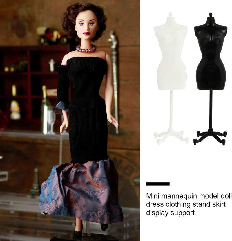 comfrt 6pcs Doll Dress Form Clothing Clothes Gown Display Mini Mannequin Model Stand for Doll Display Holder Stand Display Support White and Black - Image 5