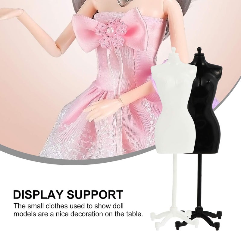 comfrt 6pcs Doll Dress Form Clothing Clothes Gown Display Mini Mannequin Model Stand for Doll Display Holder Stand Display Support White and Black - Image 3