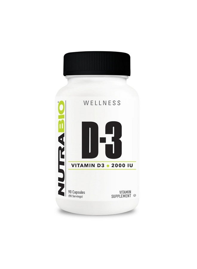 NutraBio Vitamin D (2000 IU), Immune Support - 90 Vegetable Capsules - Image 1