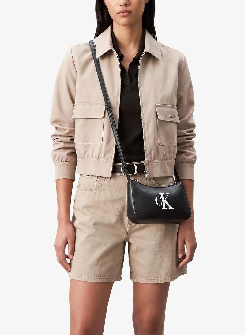 Calvin Klein BLACK/WHITE Embossed Monogram Mini Shoulder Bag for Women | Best Price UAE