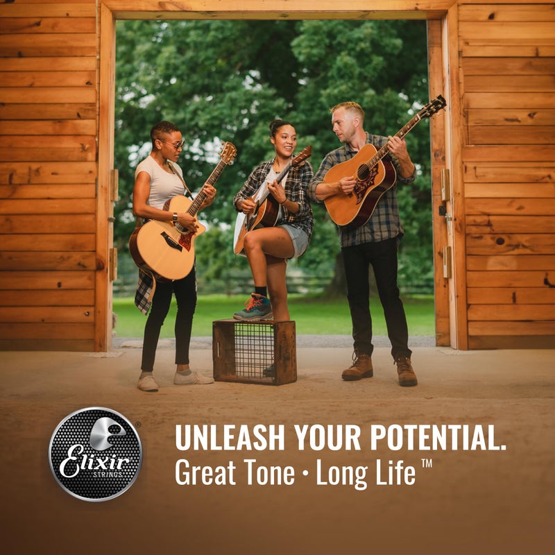 Elixir Strings, Acoustic Guitar Strings, Phosphor Bronze with NANOWEB Coating, Longest-Lasting Rich and Full Tone with Comfortable Feel, 6 String Set, Custom Light 11-52 - Image 3