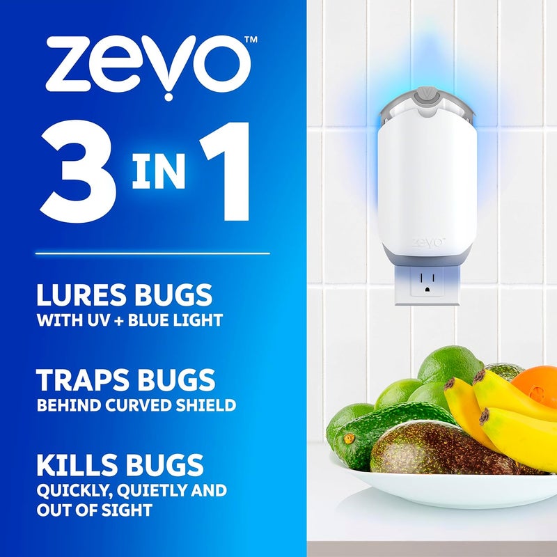 ZEVO Flying Insect Trap, Fly Trap, Fruit Fly Trap (2 Plug-in Bases + 2 Refill Cartridges) - Image 2