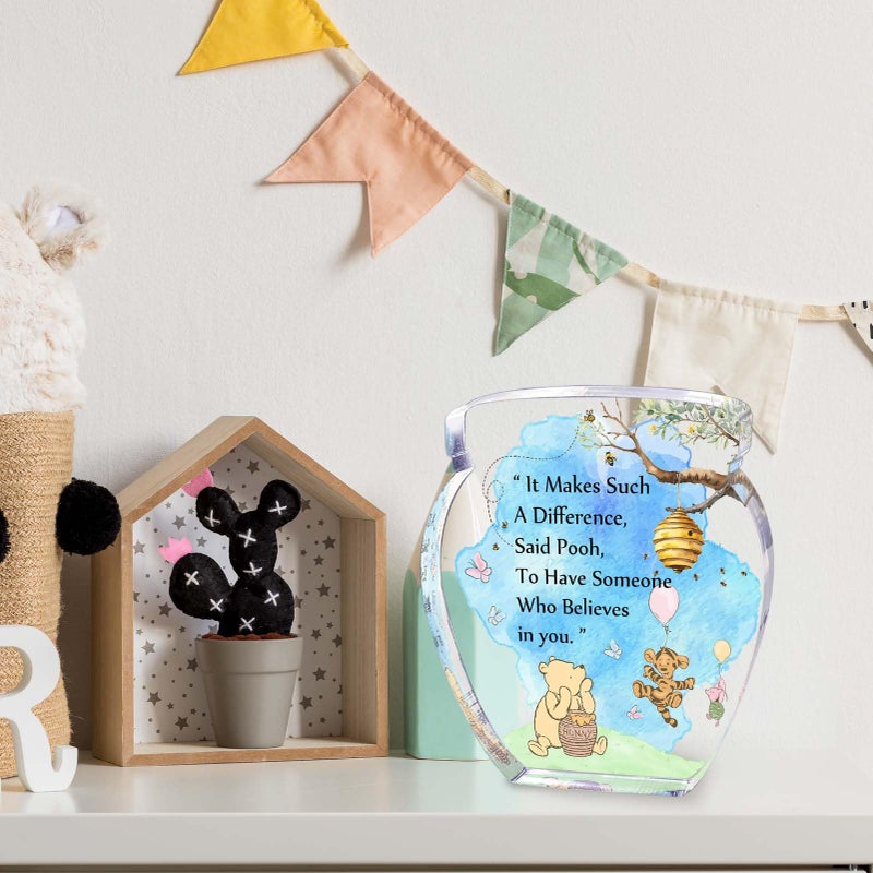 TAGDANK Hunny Pot Shape Acrylic Desk Decor Winnie Long Distance Friendship Gifts Inspirational Gifts, Pooh Quotes Desk Sign Decor, Birthday Gifts Graduation Gifts for Women Best Friend Mom Sister - 01 - Image 5