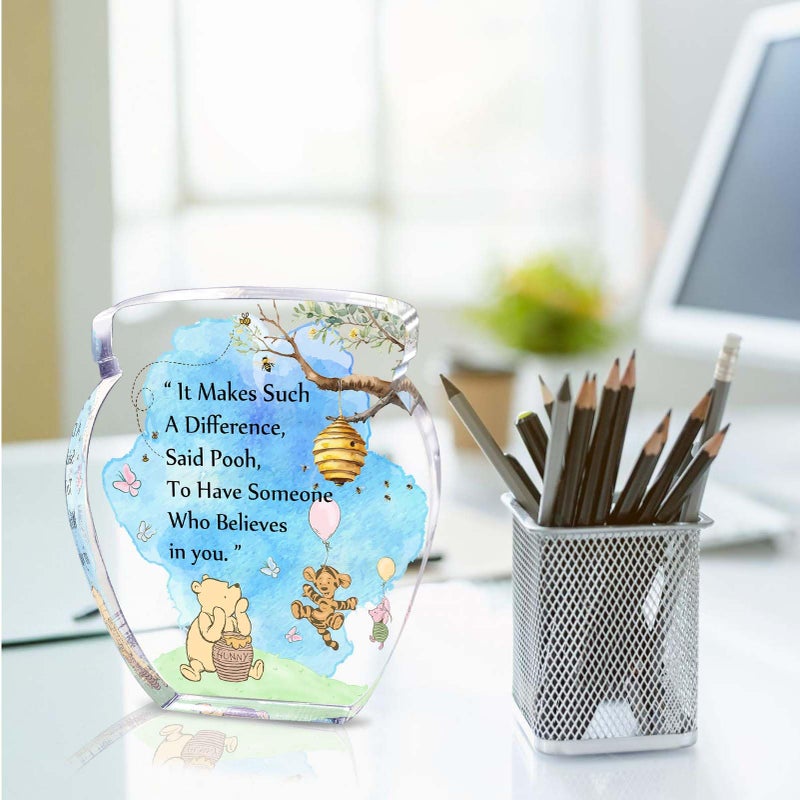 TAGDANK Hunny Pot Shape Acrylic Desk Decor Winnie Long Distance Friendship Gifts Inspirational Gifts, Pooh Quotes Desk Sign Decor, Birthday Gifts Graduation Gifts for Women Best Friend Mom Sister - 01 - Image 4