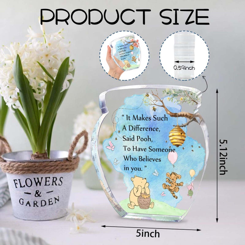 TAGDANK Hunny Pot Shape Acrylic Desk Decor Winnie Long Distance Friendship Gifts Inspirational Gifts, Pooh Quotes Desk Sign Decor, Birthday Gifts Graduation Gifts for Women Best Friend Mom Sister - 01 - Image 2