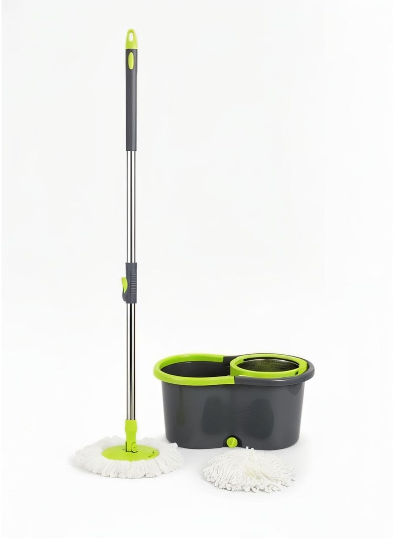برايت هوم مممسحة دوّارة مع دلو – عصا ستانلس ستيل 360° ورأسان للممسحة، نظام تنظيف سهل - Image 1