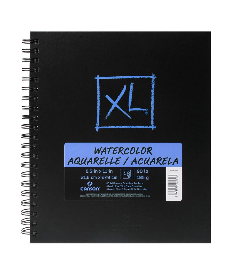 Canson XL Series Art Book Watercolor, Midweight White Paper, Side Wire Binding, 48 Sheets, 8.5x11 inch - Image 1