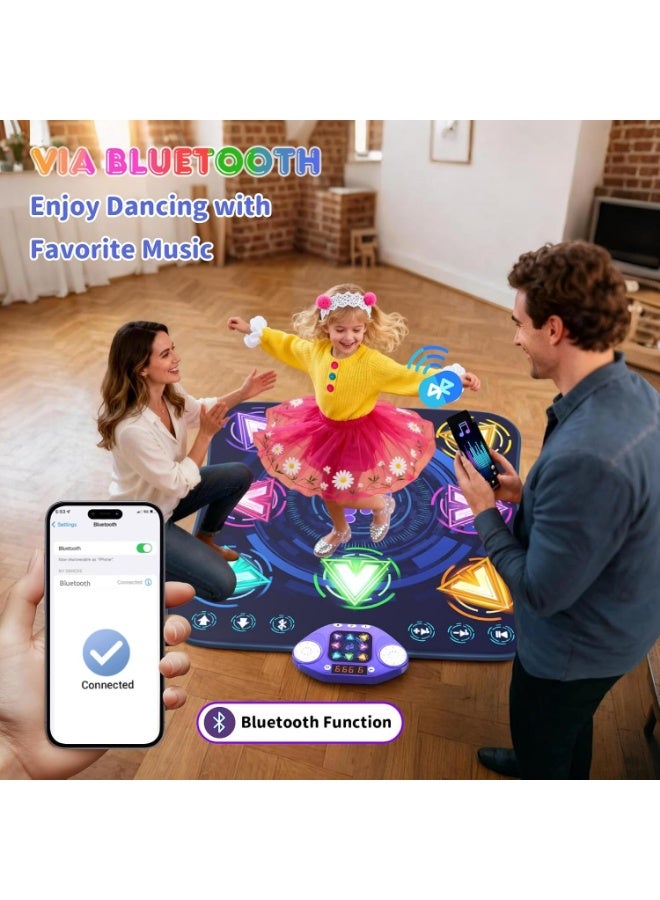 Altheqa Dance Mat Toys for 3-12 Year Old Girls & Boys, Dance Mats with Light Up 8-Buttons & Wireless Bluetooth, Music Dance Toy with 5 Modes Game, Birthday Xmas Gifts for 3 4 5 6 7 8 9 10+ Year Old Girls Boys (Style: Tech Arrows Pattern) - Image 5