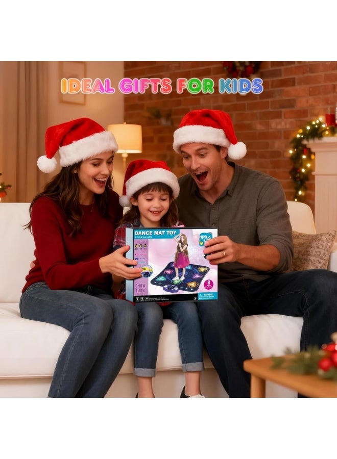 Altheqa Dance Mat Toys for 3-12 Year Old Girls & Boys, Dance Mats with Light Up 8-Buttons & Wireless Bluetooth, Music Dance Toy with 5 Modes Game, Birthday Xmas Gifts for 3 4 5 6 7 8 9 10+ Year Old Girls Boys (Style: Tech Arrows Pattern) - Image 2