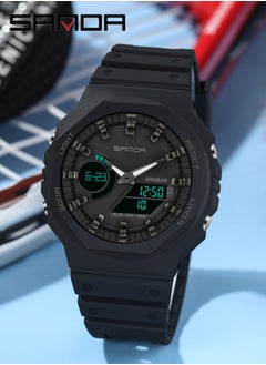 Sanda SANDA Top Luxury Men's Quartz Watches Waterproof Men Sport Watch Dual Display LED Digital Wristwatch Black  - Image 2