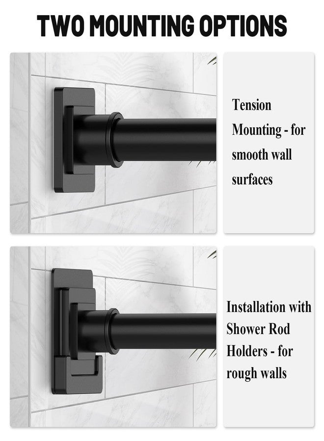 UIOSANRT Matte Black Shower Curtain Rod 31-79 inches with Holders, Stainless Steel Shower Rod & Tension Rod, Adjustable Tension Shower Curtain Rod for Bathroom, Windows, Closet - Image 4