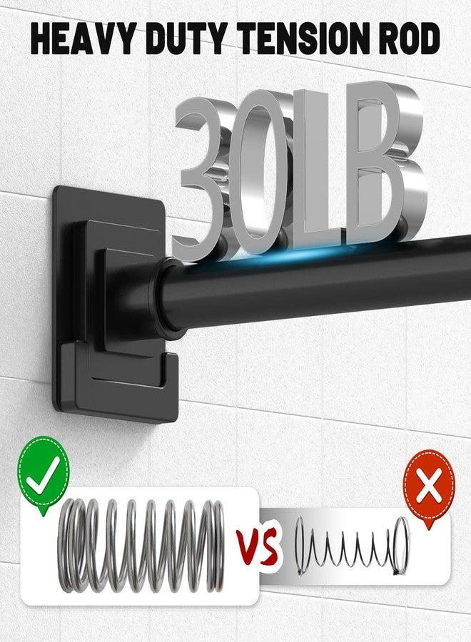 UIOSANRT Matte Black Shower Curtain Rod 31-79 inches with Holders, Stainless Steel Shower Rod & Tension Rod, Adjustable Tension Shower Curtain Rod for Bathroom, Windows, Closet - Image 2