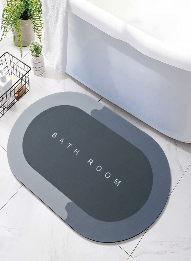 KMSON Bath Mat Bathroom Rugs -17"x27" Napa Skin Non Slip Ultra Soft and Super Absorbent Diatomite Bath Carpet, Dirt Barrier Quick Dry Floor Door Mat Kitchen Rug for Shower Sink Bathtub Blue - Image 1